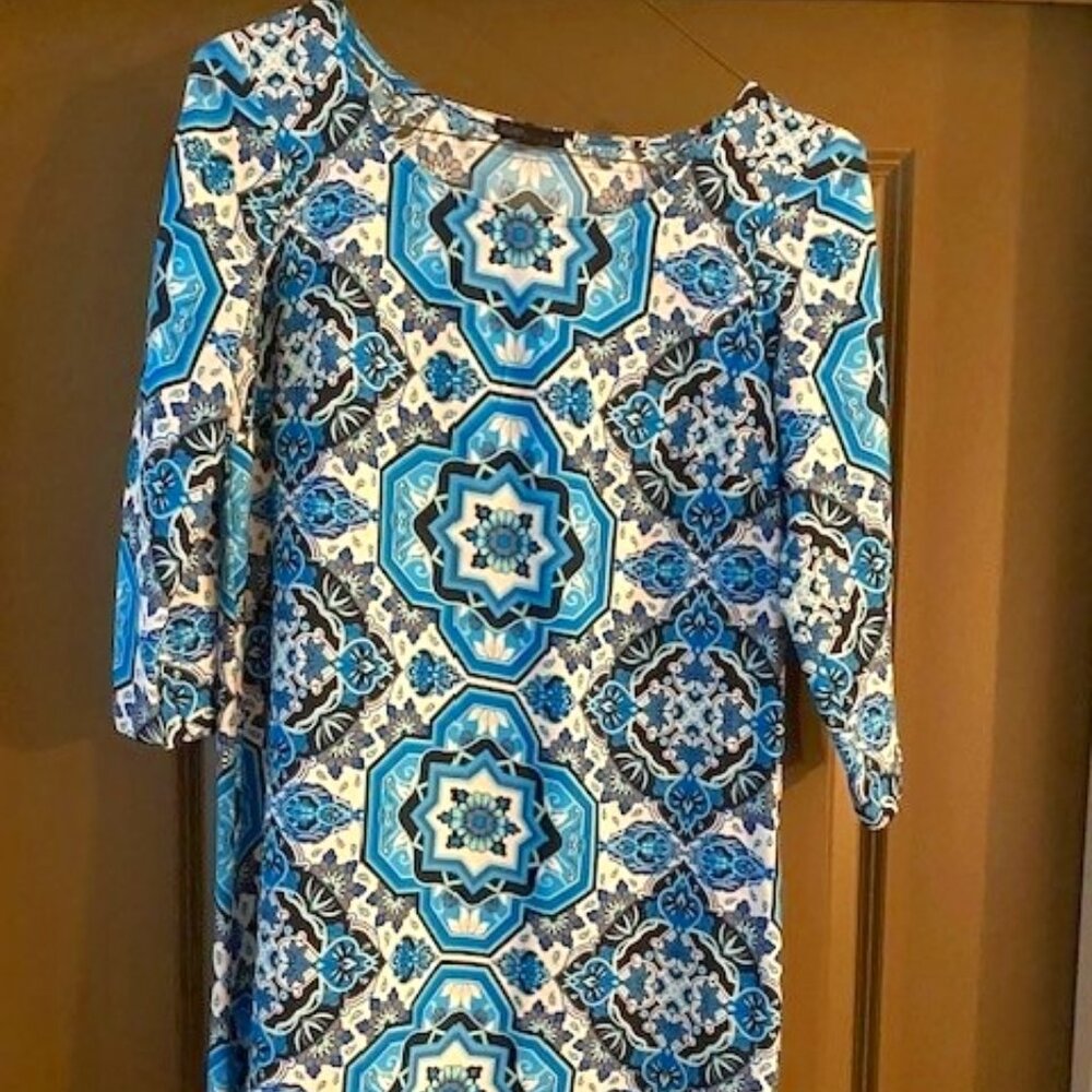 Blue and White sheath dress size Small